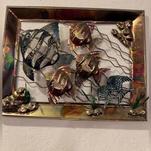 wall art metal brutalist-style wall art sculpture coral reef tropical fish.